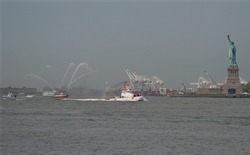 Coast Guard Boat And Fire Tug In New York Harbor On May 23, 2007 During Fleet Week