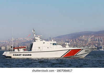 coast guard boat patrolling on the sea