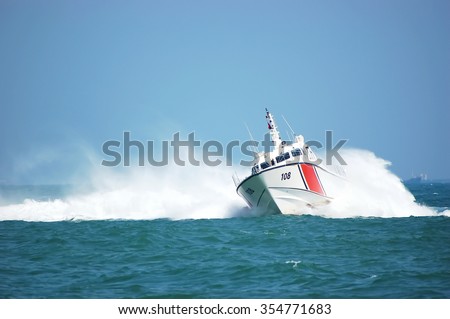 coast guard during storm in sea