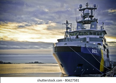Coast Guard Ship At Sunrise
