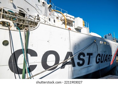 Coast Guard Stenciling On A Coast Guard Ship