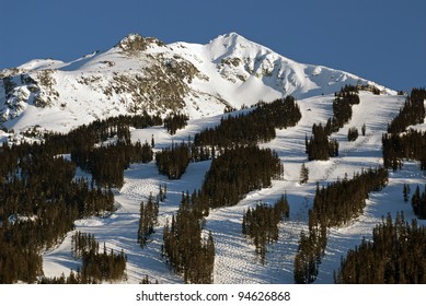 Coast mountain and Whistler Peak in winter