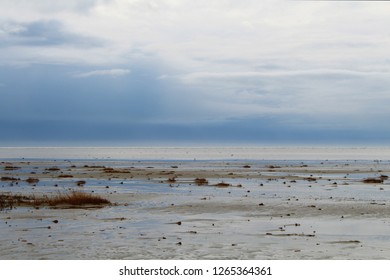 Coast Of The North Sea By Low Tide In Winter, Fanoe Island, Denmark