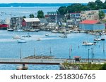 Coastal city of Belfast and historic seaport, Atlantic coast of Maine, New England. USA