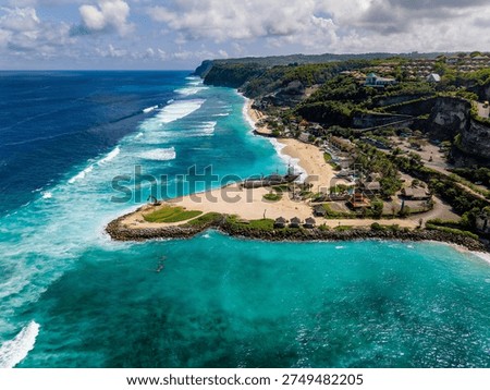 Coastal development and construction on the sandy shores of Nusa Dua, Bali, Indonesia