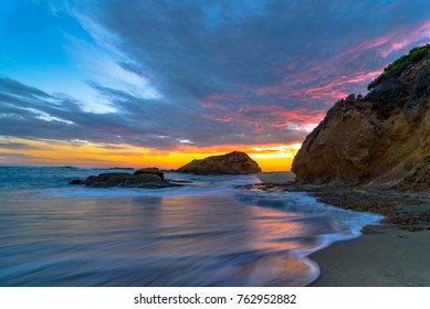 Coastal Landscape Photograph Of Orange County, California Beach At Sunset