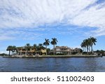 Coastal luxurious waterfront homes along the New River in downtown Fort Lauderdale, Florida.