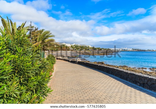 Coastal Promenade Playa Blanca Holiday Village Stock Photo