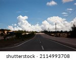 Coastal road in Phan Thiet, Mui Ne, Viet Nam. beautiful landsacpe with blue sky and white cloud in summer day