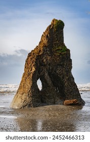 Coastal Rock Formations at Ruby Beach in Olympic National Park in Washington State, USA