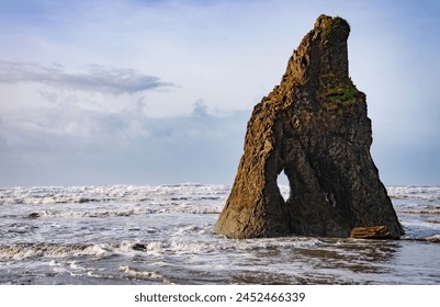 Coastal Rock Formations at Ruby Beach in Olympic National Park in Washington State, USA
