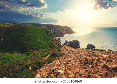 Coastal rocky seascape, region of Cape Roca, Atlantic ocean Portugal  Europe - Powered by Shutterstock