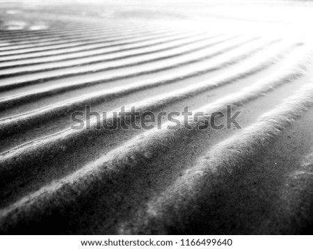 coastal sand pattern after tides. Black and white sea dunes.