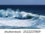 Coastal seascape with powerful waves crashing against the shore