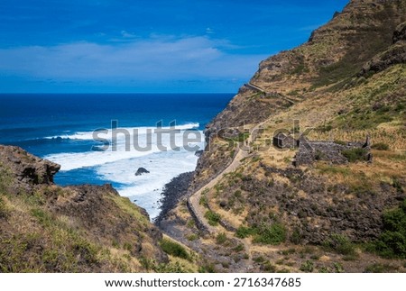 Coastal trail between Ponta do Sol and Cruzinha, Santo Antão Island, Cape Verde