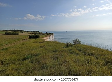 Coastal Walking Hiking Path On Top Of The White Cliffs Of Dover In The UK A Few Months Before Brexit