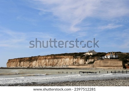The Coastguard Cottages and Seven Sisters Cliffs, Cuckmere Haven, Seaford, United Kingdom.