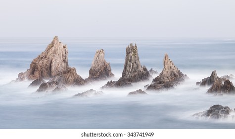 Coastline cliff in Asturies,Spain. Stock Photo