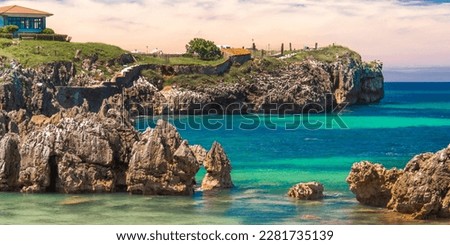 Coastline and Cliffs at Beach of Toró  Llanes  Asturias  Spain  Europe