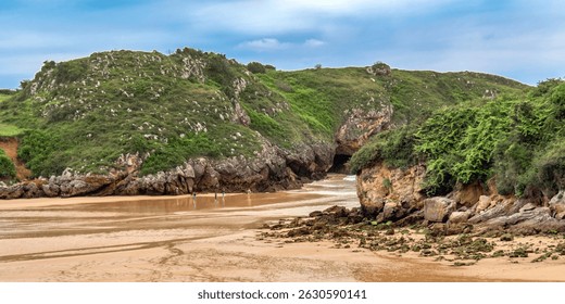 Coastline and Cliffs, Beach of Poo, Protrected Landscape of the Oriental Coast of Asturias, Poo, Llanes, Asturias, Spain, Europe