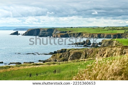 coastline with cliffs at the southcoast of Ireland near Annestown