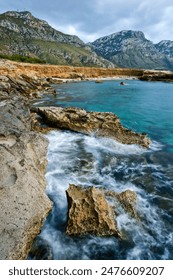Coastline of the Colonia de Sant Pere. Es Caló. Alcudia Bay. Llevant Peninsula. Arta. Mallorca. Balearic Islands. Spain