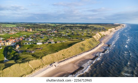 Coastline of Denmark seen from the air with the village Lonstrup - Shutterstock ID 2256713965