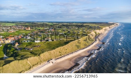 Coastline of Denmark seen from the air with the village Lonstrup