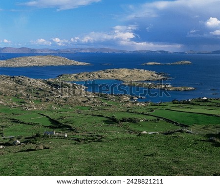 Coastline of the iveragh peinsula looking towards bera peninsula, county kerry, munster, eire (republic of ireland), europe