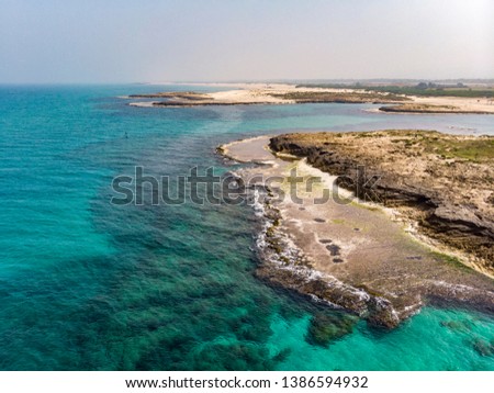 Coastline of the Mediterranean Sea. Dor  Beach Nature Reserve. Israel. View from the drone.