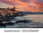 The coastline on the French Riviera in Antibes