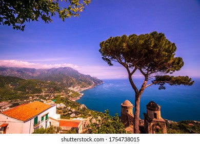 Coastline In Ravello, Over The Gulf Of Salerno, Amalfi Coast, Italy
