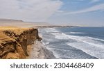 Coastline view of the pacific ocean and cliffs in Paracas National Reserve in Paracas Peninsula in Peru