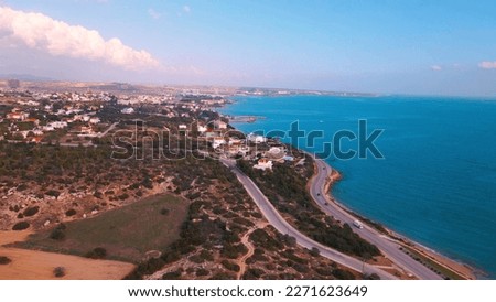 Coastline of Boğaz village in İskele region of North Cyprus on sunny day