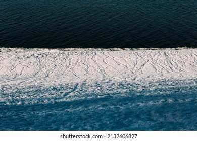 The Coastline Of The Winter Sea, Snow And Ice