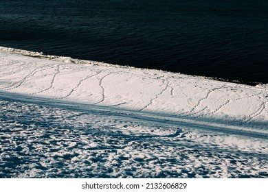 The Coastline Of The Winter Sea, Snow And Ice