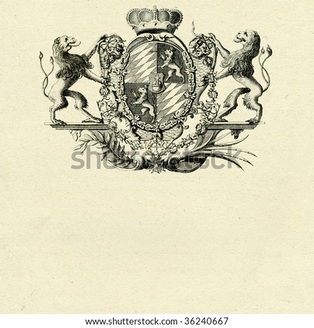 coat of arms with lions on old paper background