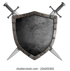 Coat Of Arms Medieval Knight Shield And Sword Isolated On White