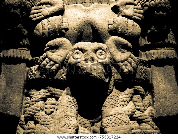 Coatlicue Teteoh\
innan - Mother of Gods. Stone sculpture of Aztecs. Pre-Columbian\
period of Mesoamerica