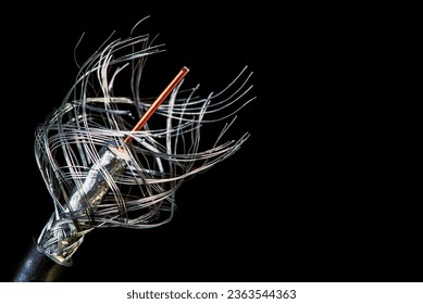 Coaxial cable close up isolated on the black background - Shutterstock ID 2363544363