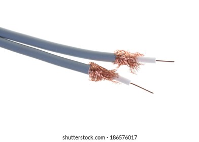 Coaxial Cables Isolated On White Background Stock Photo 186576017