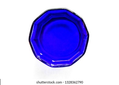 Cobalt Blue Glass With A White Background