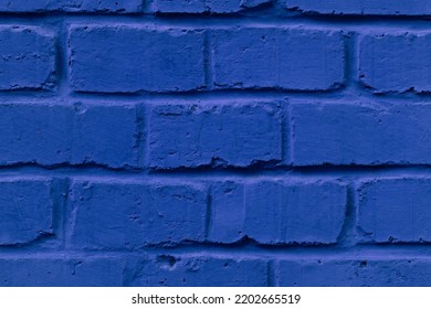 Cobalt blue painted brick wall texture bg - Shutterstock ID 2202665519