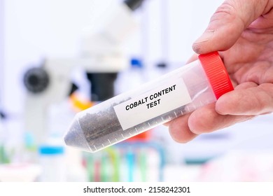 Cobalt Content Test Soil sample in test tube - Shutterstock ID 2158242301