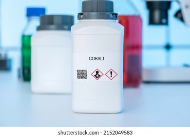 Cobalt. Cobalt hazardous chemical in laboratory packaging