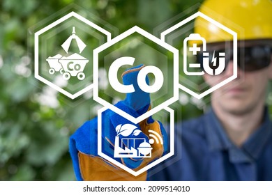 Cobalt mining and production concept. Co periodic table chemical element manufacturing. - Shutterstock ID 2099514010