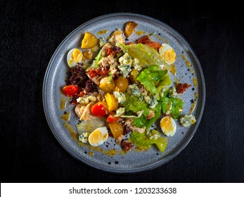 Cobb Salad Isolated On Black Background