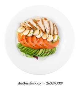 Cobb Salad Isolated On White Background. Clipping Path