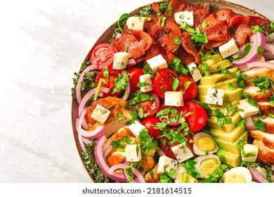 Cobb Salad, Keto Food, Top View, No People, Close-up,