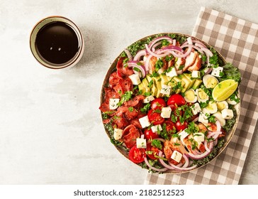 Cobb Salad, Keto Food, Top View, No People, Close-up,